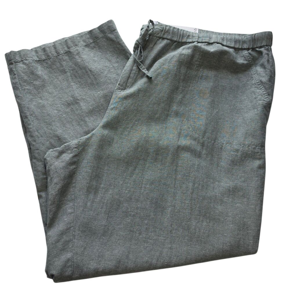 NWT Liz Claiborne 2X Linen Blend Wide Leg Pants Womens Plus Size Green Summer